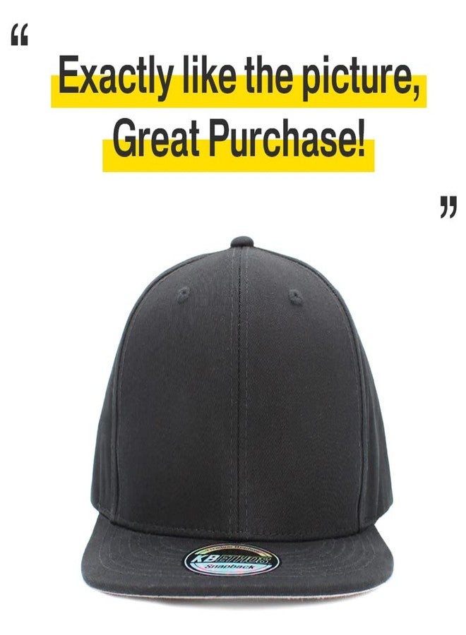 KBETHOS KNW-1467 BLK Classic Snapback Hat Blank Cap Underbrim Cotton Wool Blend Flat Visor Adjustable Unisex - Image 5